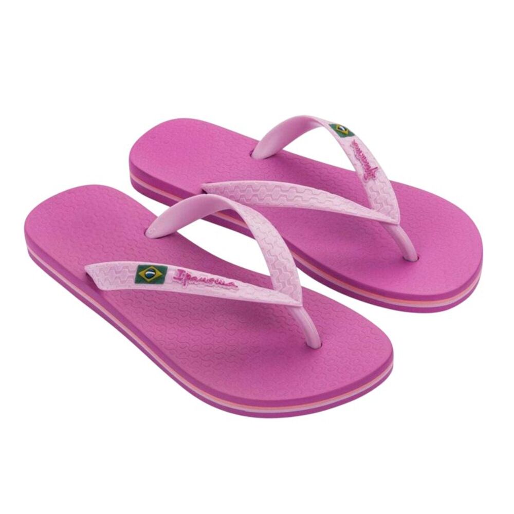 Ipanema Womens/Ladies Brazilian Flag Flat Flip Flops / Lilac